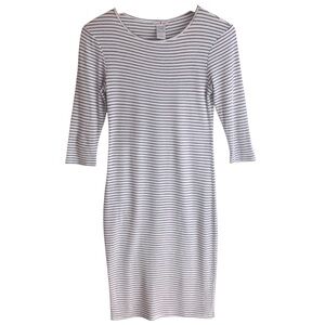 Love Ari White Black Striped Scoop Neck 3/4 Sleeve Dress Size Medium